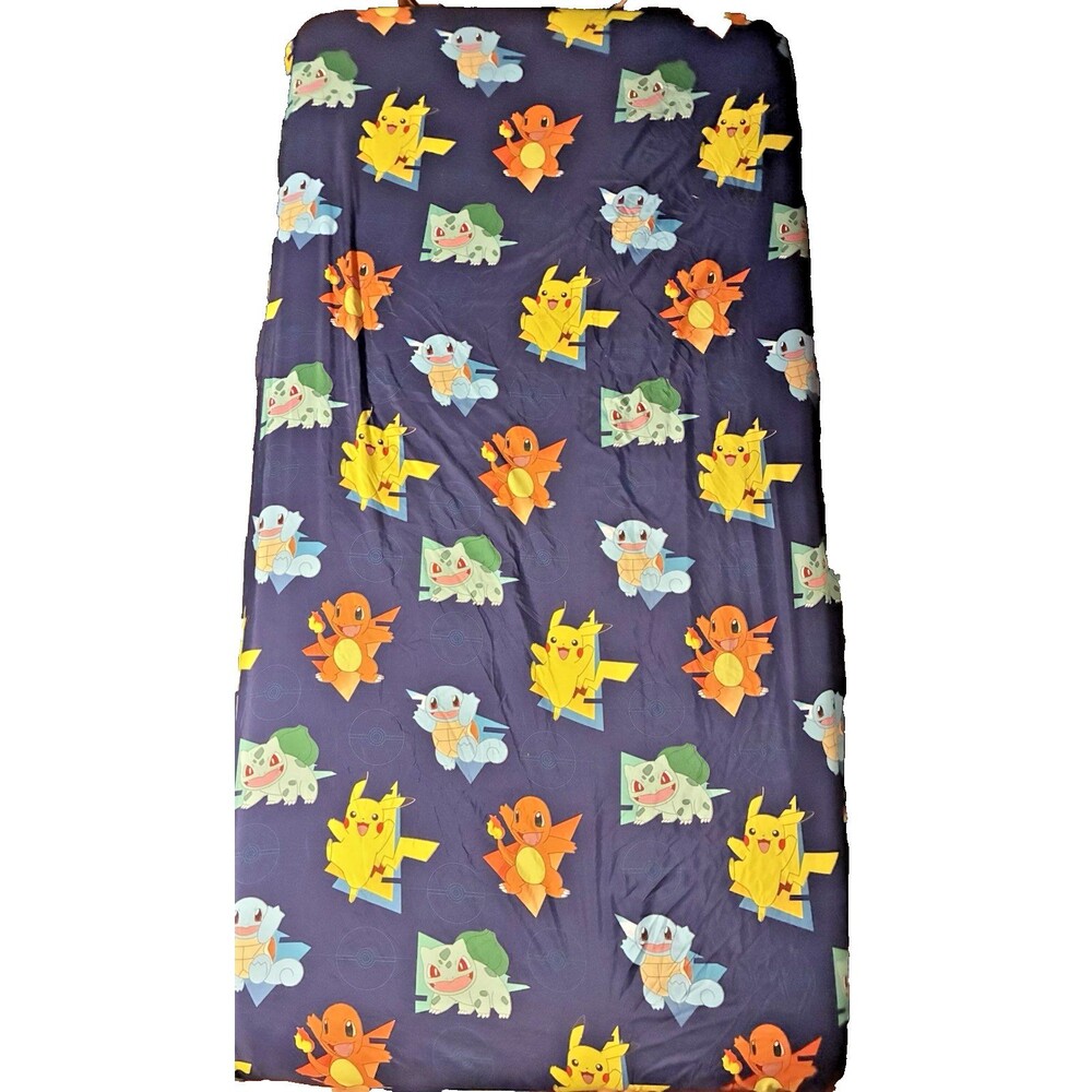 Pokémon Navy Blue Vintage Fitted Twin Bed Sheet